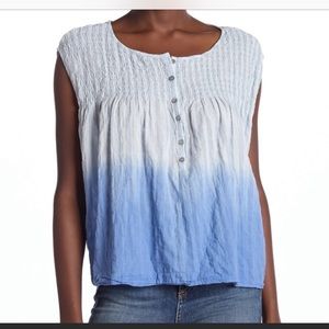 Free People NWT Chambray Combo Cotton Top S